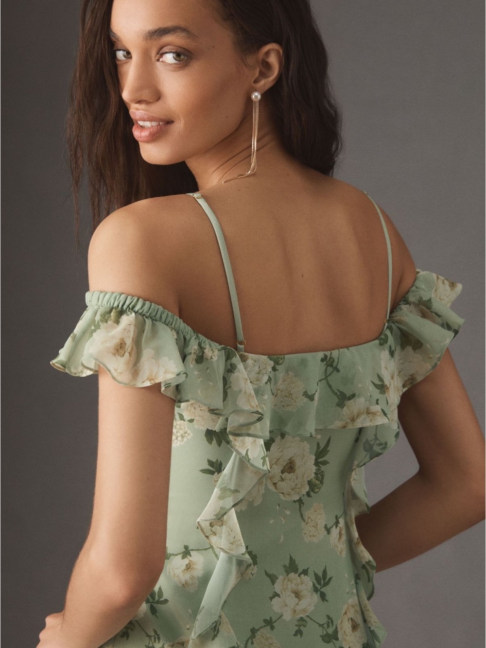 BHLDN Off-Shoulder Ruffled Chiffon Maxi Dress - Picture 4 of 5